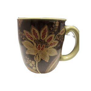Jaclyn Smith Traditions Turkish Brown Floral Coffee Mug 4"